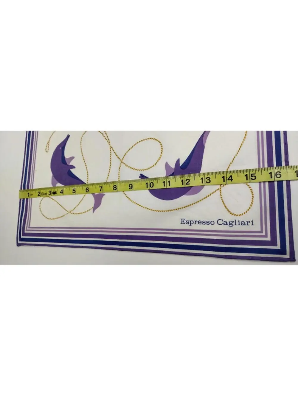 Vintage Espresso Cagliari Purple Dolphin Handkerchief Cotton Fine Design 16 x 17